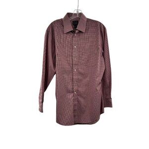 Jos. A. Bank Men's Long Sleeve Button Down Shirt Red/White Check Size 15.5-33
